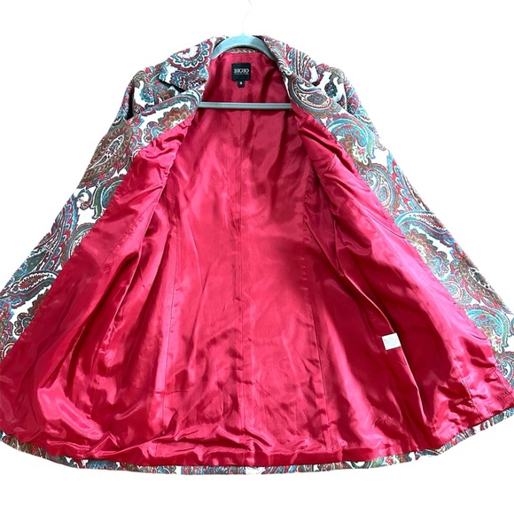 NWT Bigio Collection Paisley and Metallic Lined Long Blazer Neiman Marcus Sz 6 - Picture 7 of 11